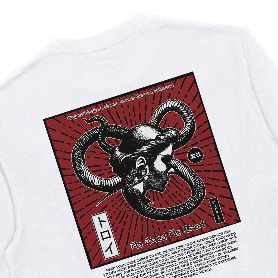 Troy Company Kaos Pria Lengan Panjang Putih - Mythology Medusa Longsleeve Tshirt White LSD 2827