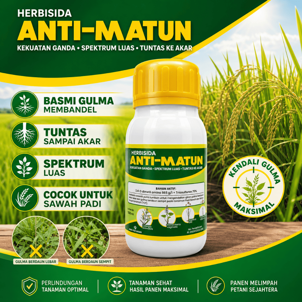 Anti Matun Herbisida Sistemik Selektif Obat Rumput Khusus Grinting Jawan Lulangan Jongkong