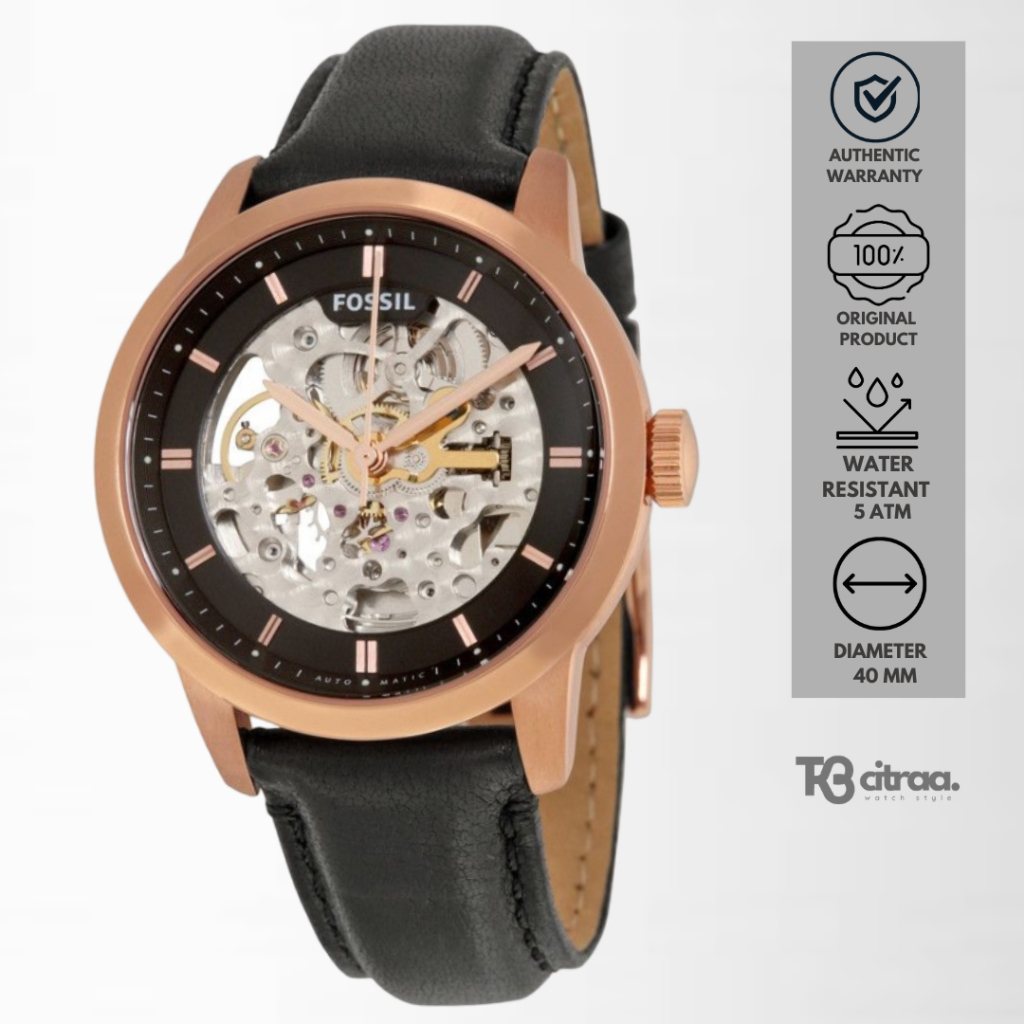 Jam Tangan Fossil Townsman Automatic Pria Kulit Black Casual Original ME3084