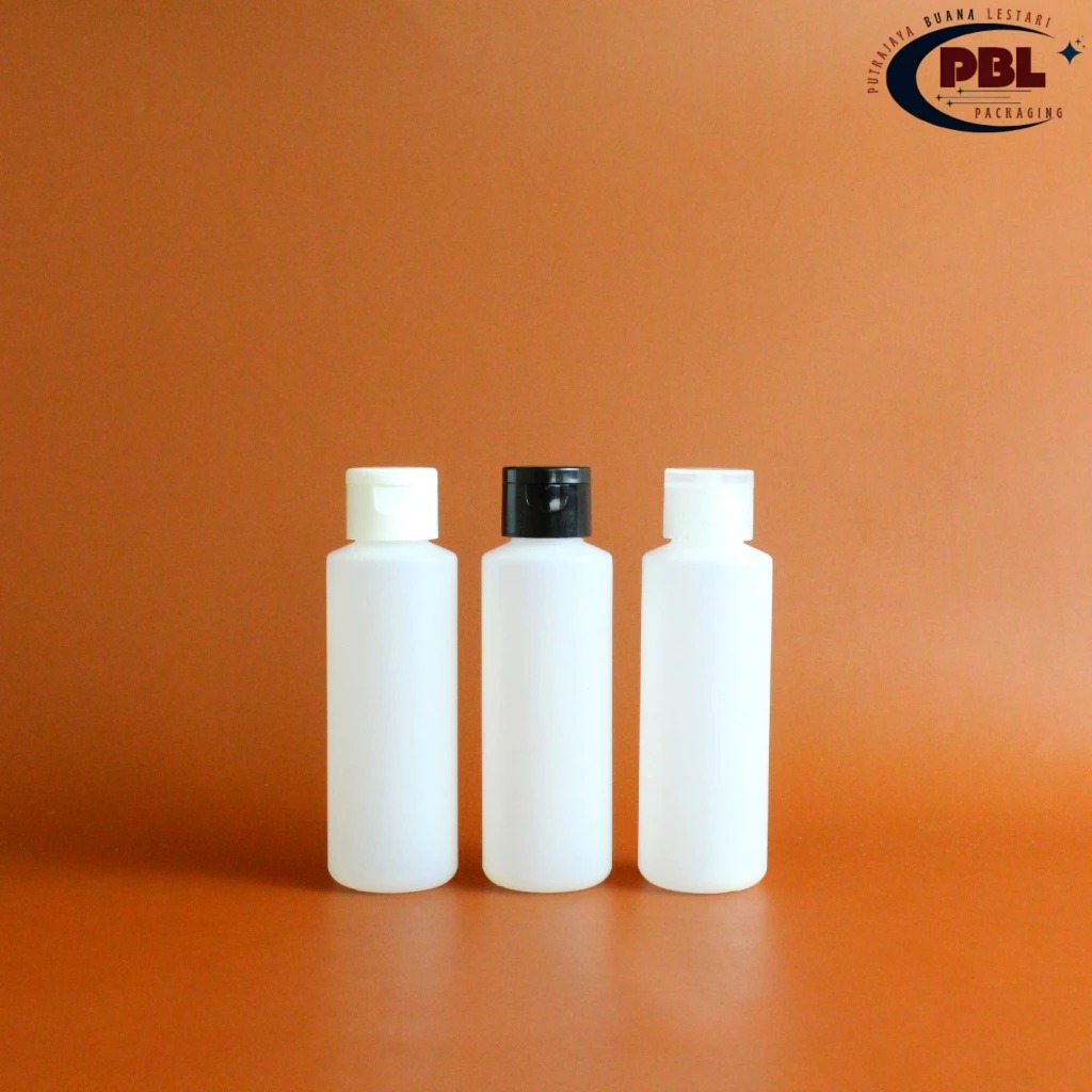 Botol Fliptop 100ml HDPE Natural / Botol Plastik 100ml - Tutup Fliptop Smooth/Polos Neck 24 / Botol 