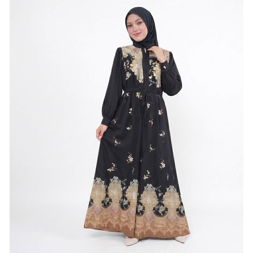 Gamis | Gamis Ceruty Babydoll | Tunik Bunga | Baju Motif Bunga | Gamis Ceruty Babydoll Motif Bunga |