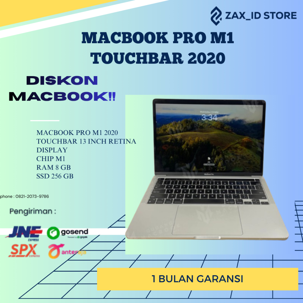 MACBOOK PRO M1 TOUCHBAR 2020 RAM 8GB SSD 256 GB