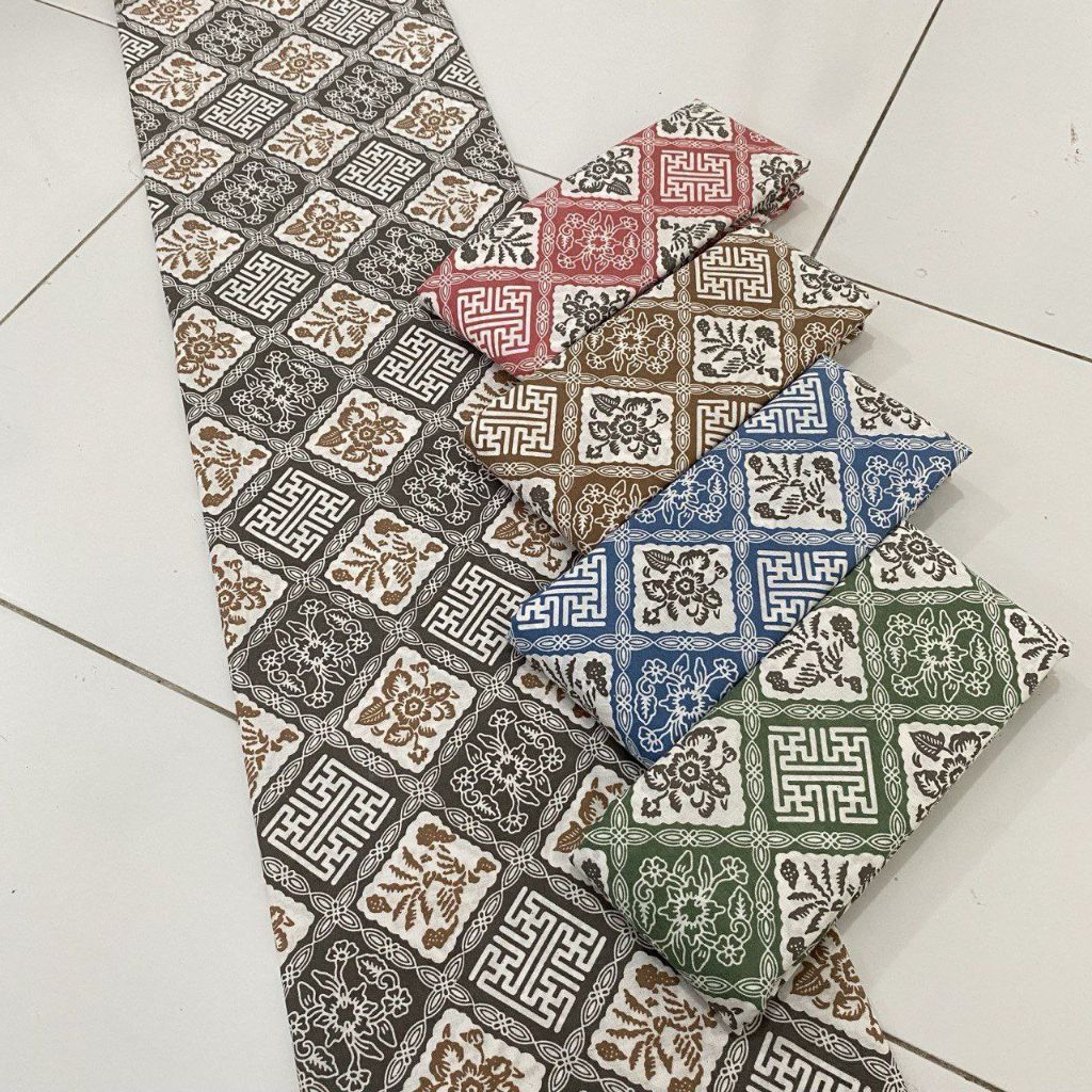 kain batik printing motif kotak katun TR warna soft seragam fashion batik Pekalongan