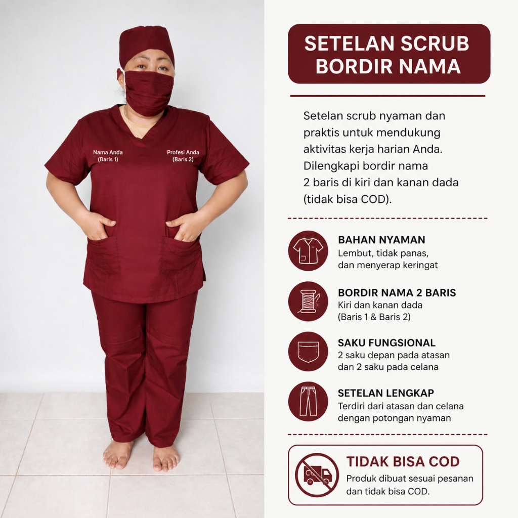 Baju Oka merah maroon lengan pendek bisa bordir 2 baris tidak bisa cod