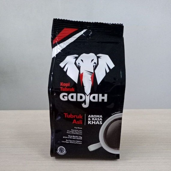 Kopi Tubruk Gajah 150g - Kopi Bubuk Tubruk Asli, Sertifikasi Halal, Desain Kemasan Unik
