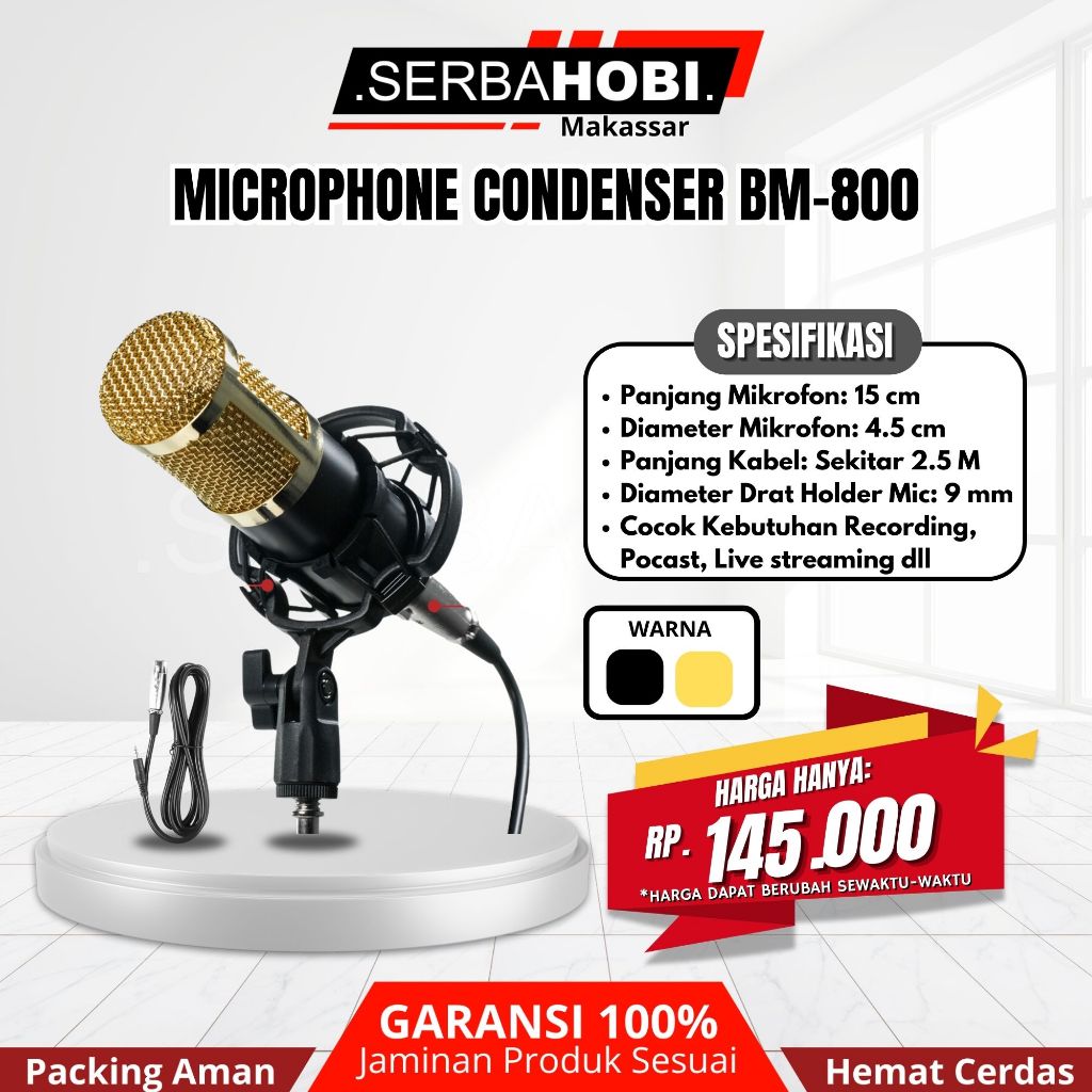 Microphone Condenser Bm-800 For Studio Recording