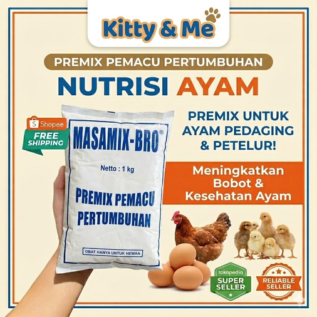 MASAMIX BRO 1 KG - Premix Pemacu Pertumbuhan Nutrisi Ayam