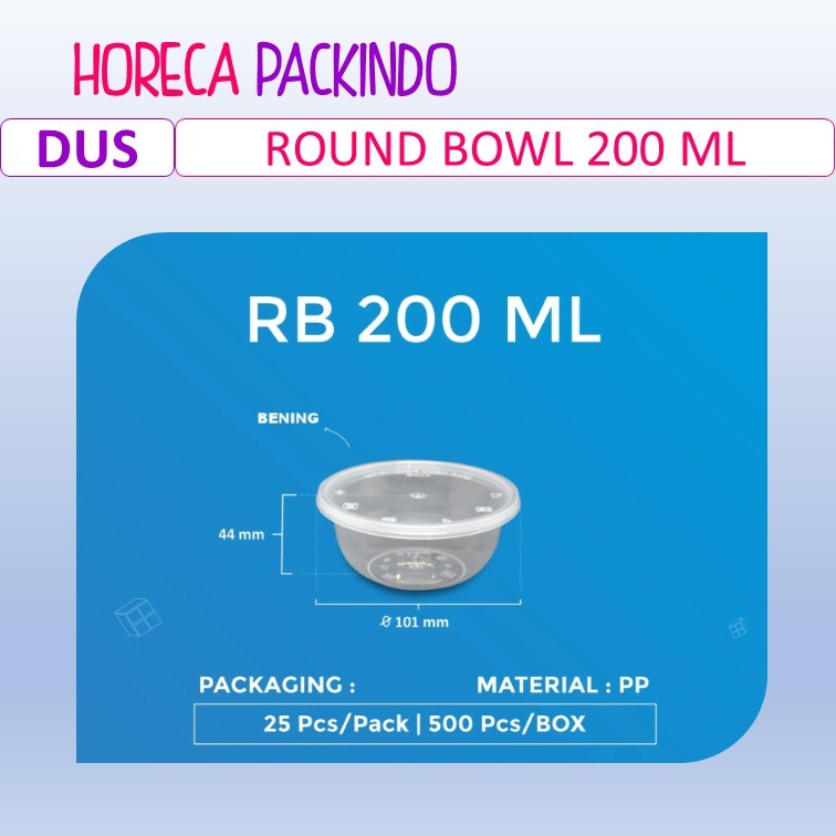 Thinwall Round Bowl 200ml KCS (DUS 500pcs) / Mangkok Plastik