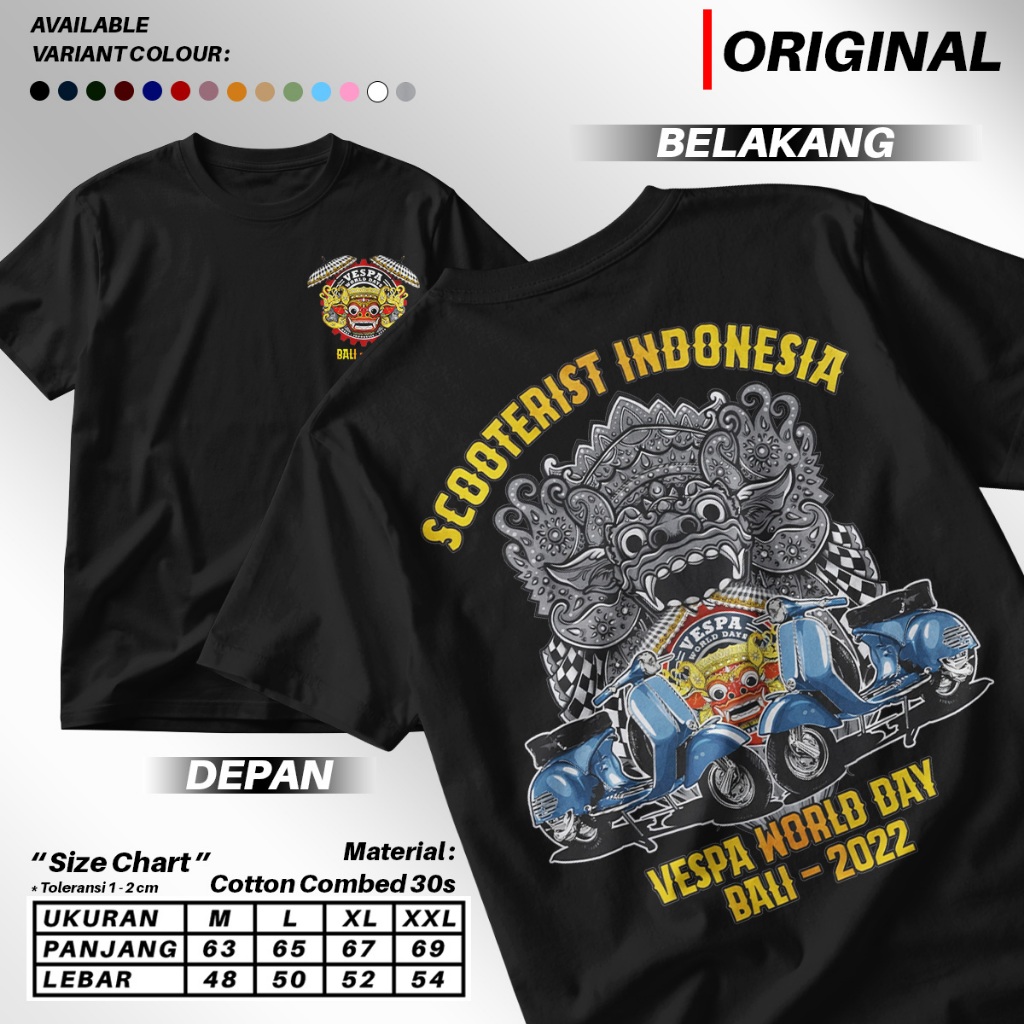 KAOS VESPA WORLD DAY BALI 2022 | TSHIRT VWD 22 SCOOTERIST INDONESIA WORLD DAYS