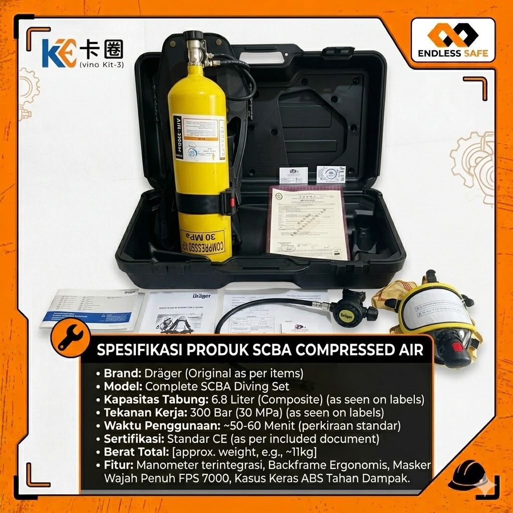 SCBA Hypro 6 Liter Steel Cylinder - Breathing Apparatus Pemadam & Rescue