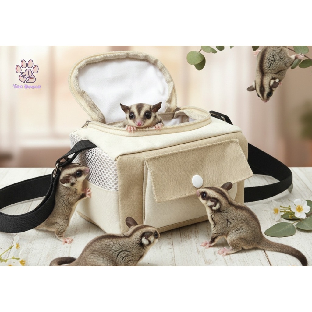 (The Bool's) Tas Sugar Glider Lucu Travel Pouch Model Kubus Untuk Tupai Terbang Hamster