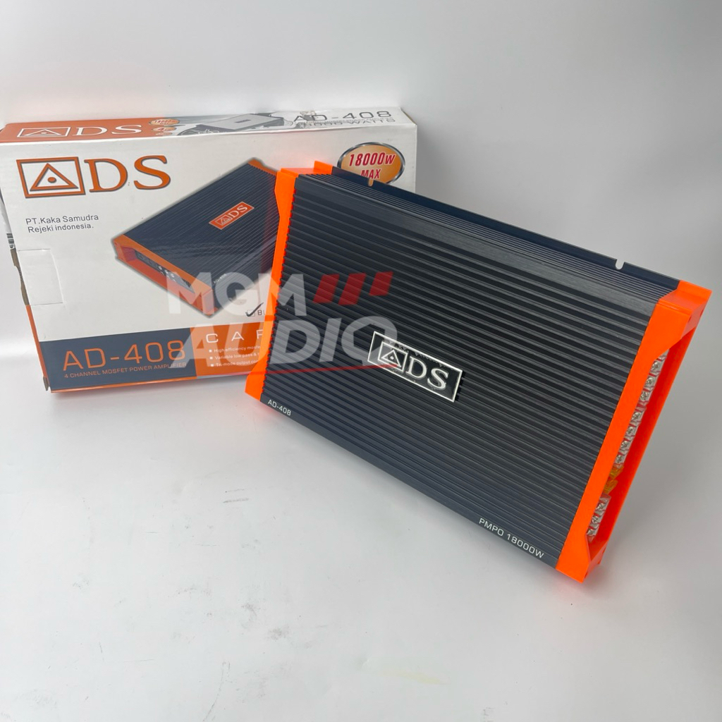POWER MOBIL ADS 4 CHANEL ADS - 408 Output 4x60W Mosfet 1800W Putih Orange Hitam