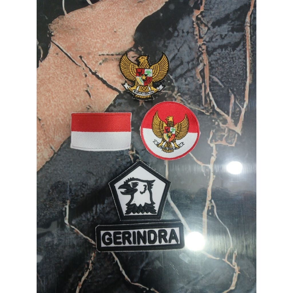 logo bordir partai gerindra timbul burung garuda merah putih garuda bulat