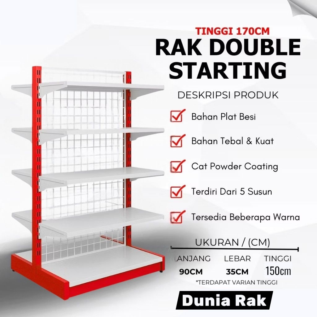Rak gondola/Rak minimarket DOUBLE 2 SISI TINGGI 150CM