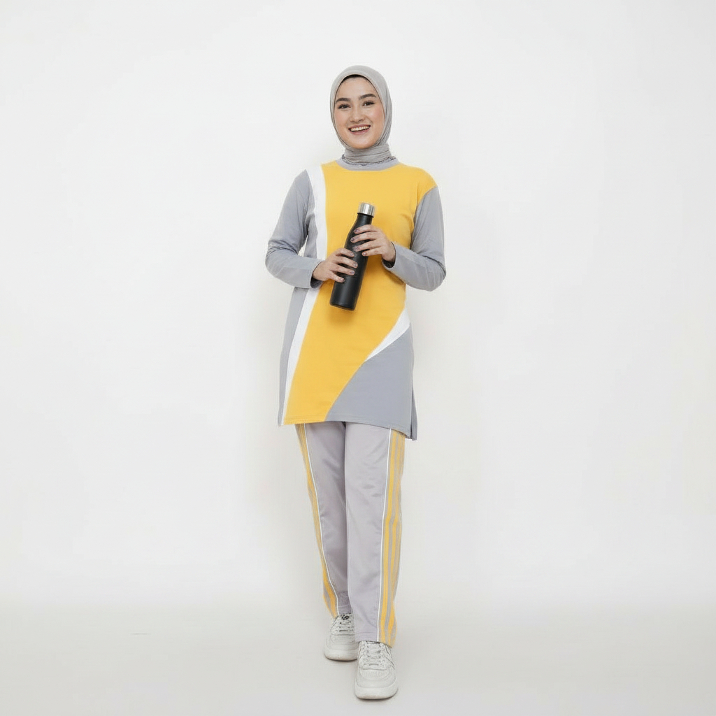 Setelan Baju Olahraga Senam Wanita Muslimah / Stelan Training Wanita Muslimah