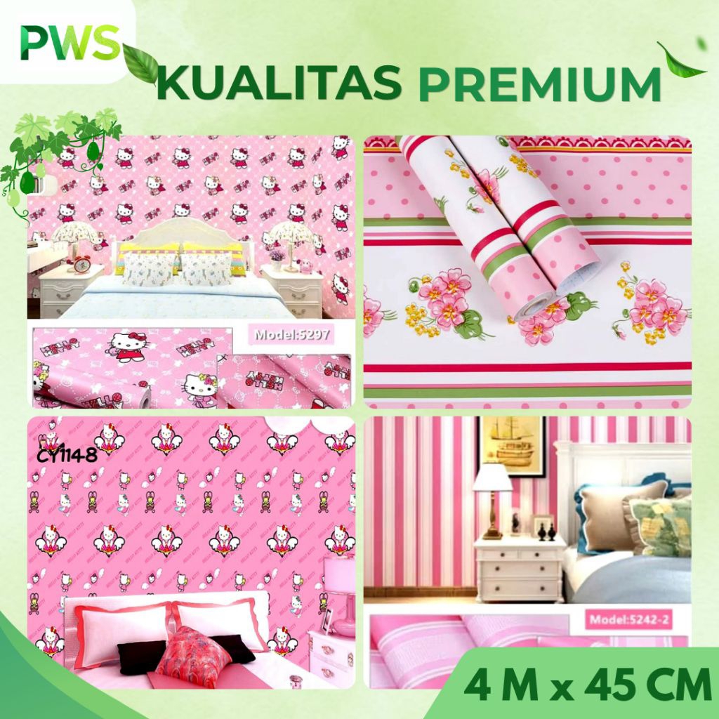 Wallpaper Dinding Hello Kitty Wallpaper Dinding Kamar Anak Cewek Estetik Wallpaper Dinding Pink Wall