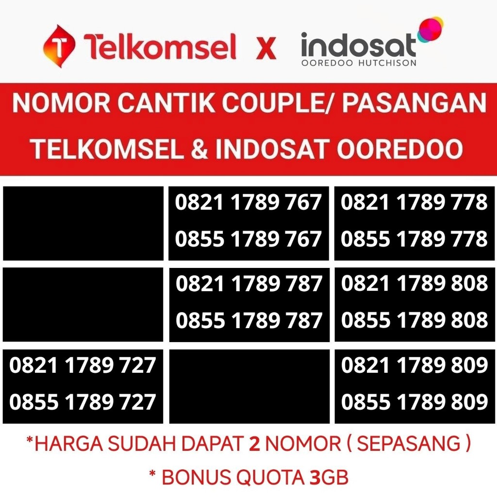 nomer cantik simpati telkomsel couple indosat ooredoo im3 pasangan kartu perdana