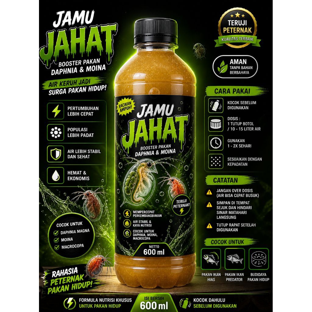 JAMU JAHAT 600ml Booster Daphnia Moina Macrocopa | Pakan Hidup Cepat Berkembang Air Stabil Hemat
