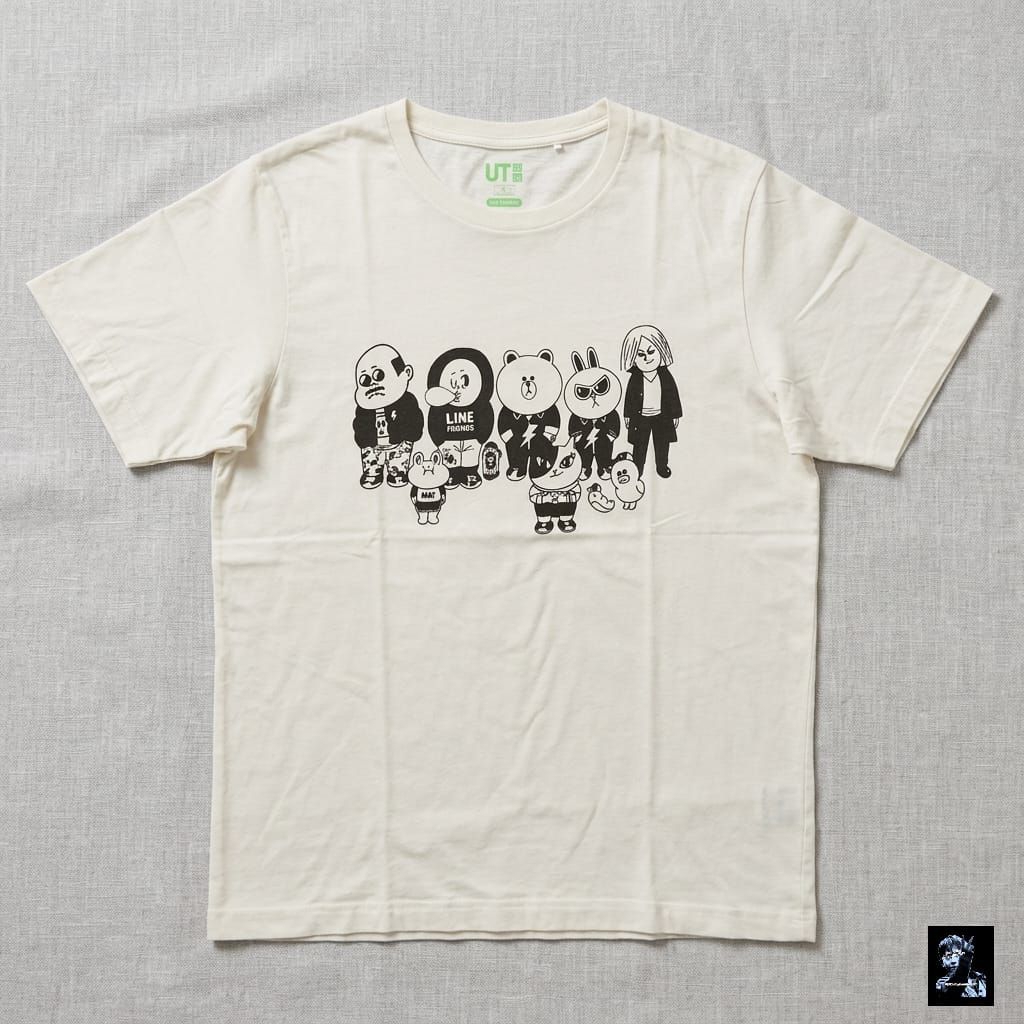 OBRAL KAOS - UT Line Friends Atasan Lengan Pendek Warna Putih Casual Bahan Cotton Free Sticker