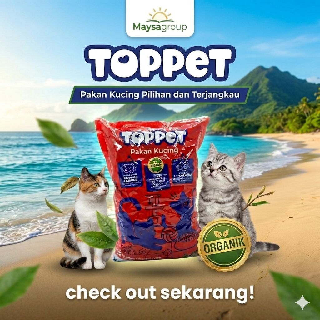 Makanan Kucing Kering TOPPET 800gr Pelet Kucing Pakan Kucing Praktis Penggemuk Tidak Bikin Boros Nut