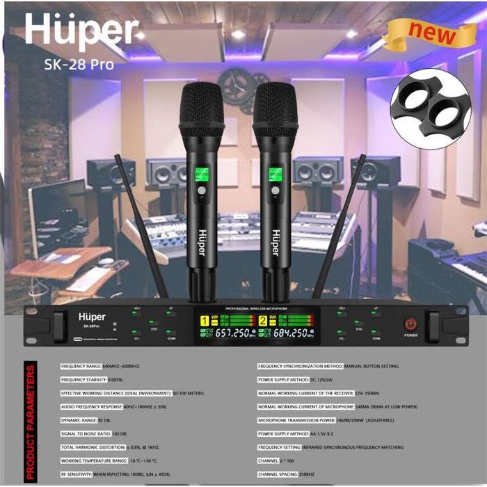 Huper SK28Pro - Dual Channel Microphone Wireless Huper Sk-28 Pro - Mikrofon Nirkabel Wireless Mikrofon