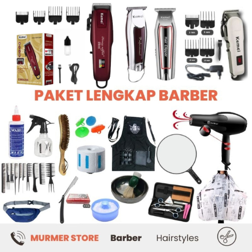 PAKET PROFESIONAL BARBERSHOP LENGKAP  SERIES ORIGINAL KEMEI || PAKET ALAT CUKUR LENGKAP/USAHA PANGKA