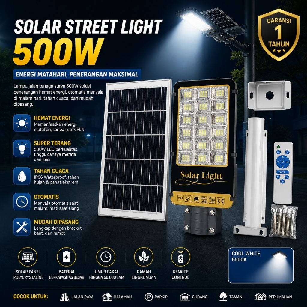 Lampu Jalan Solar Cell 500 Watt PJU 500 Watt Lampu Tenaga Surya