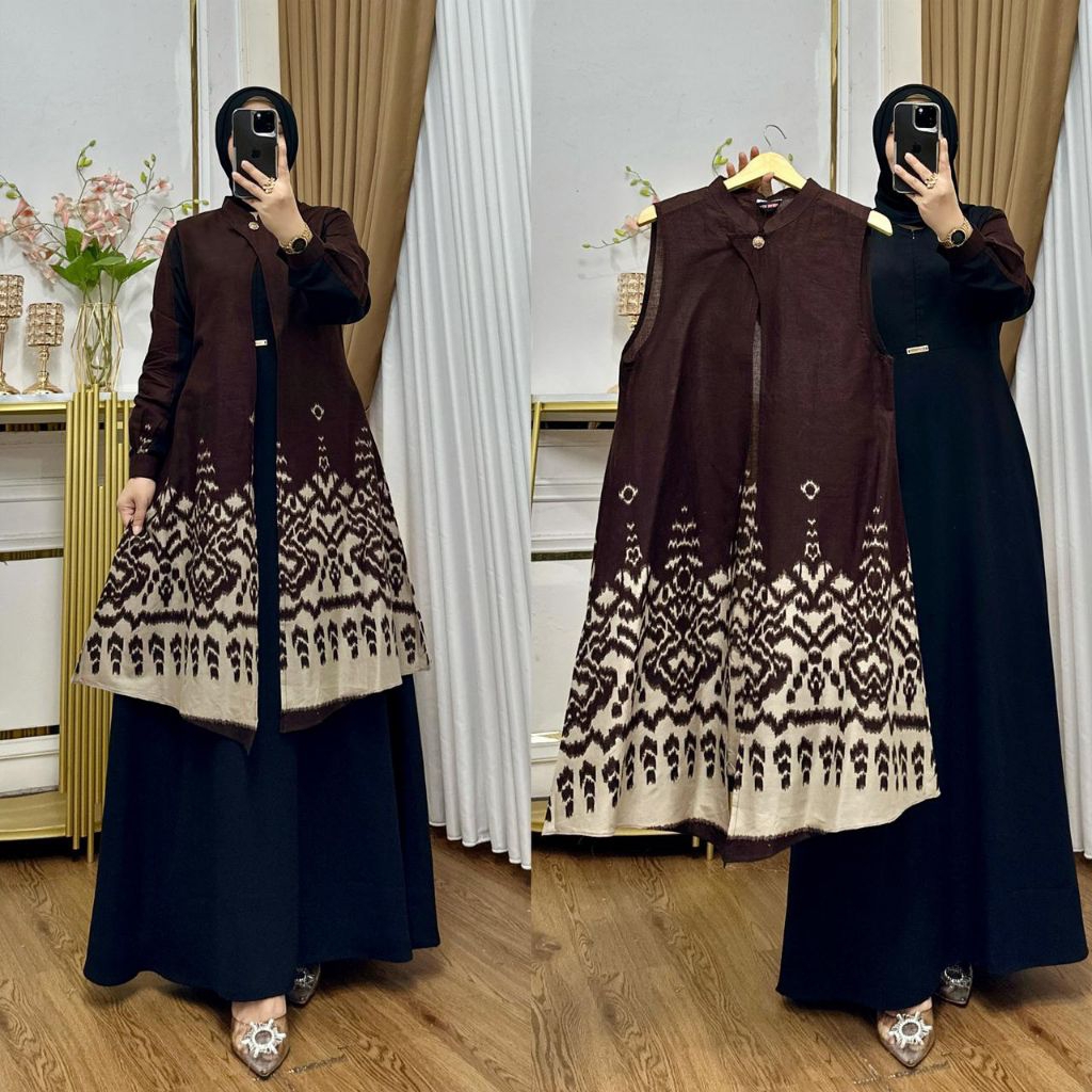 Gamis Batik Rompi Motif Songket