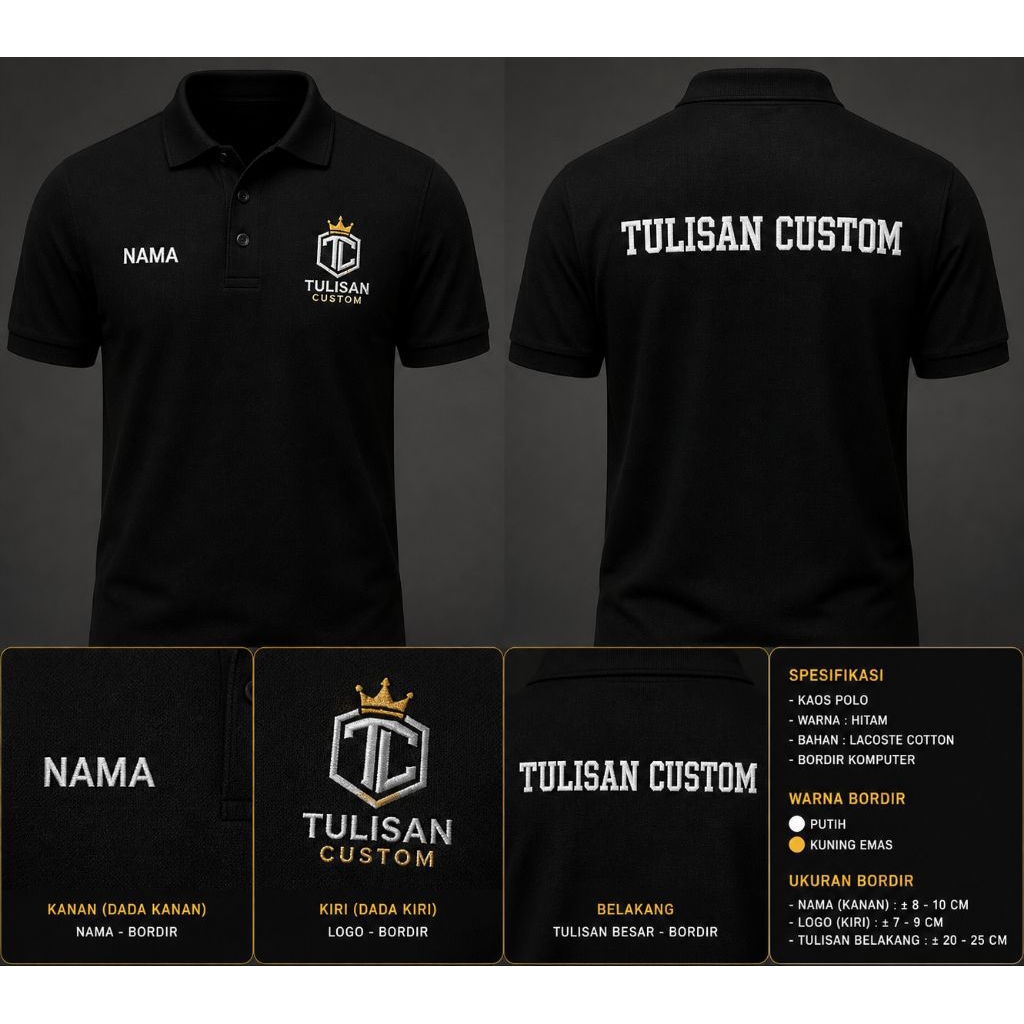 KAOS POLO BORDIR SATUAN/LUSINAN