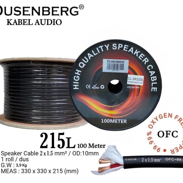 (JUAL 100 METER) Kabel Speaker, Kabel Audio Stereo Tembaga 99% Full 100 Meter DUSENBERG 2×1.5mm Kabel Serabut Speaker Karaoke Original