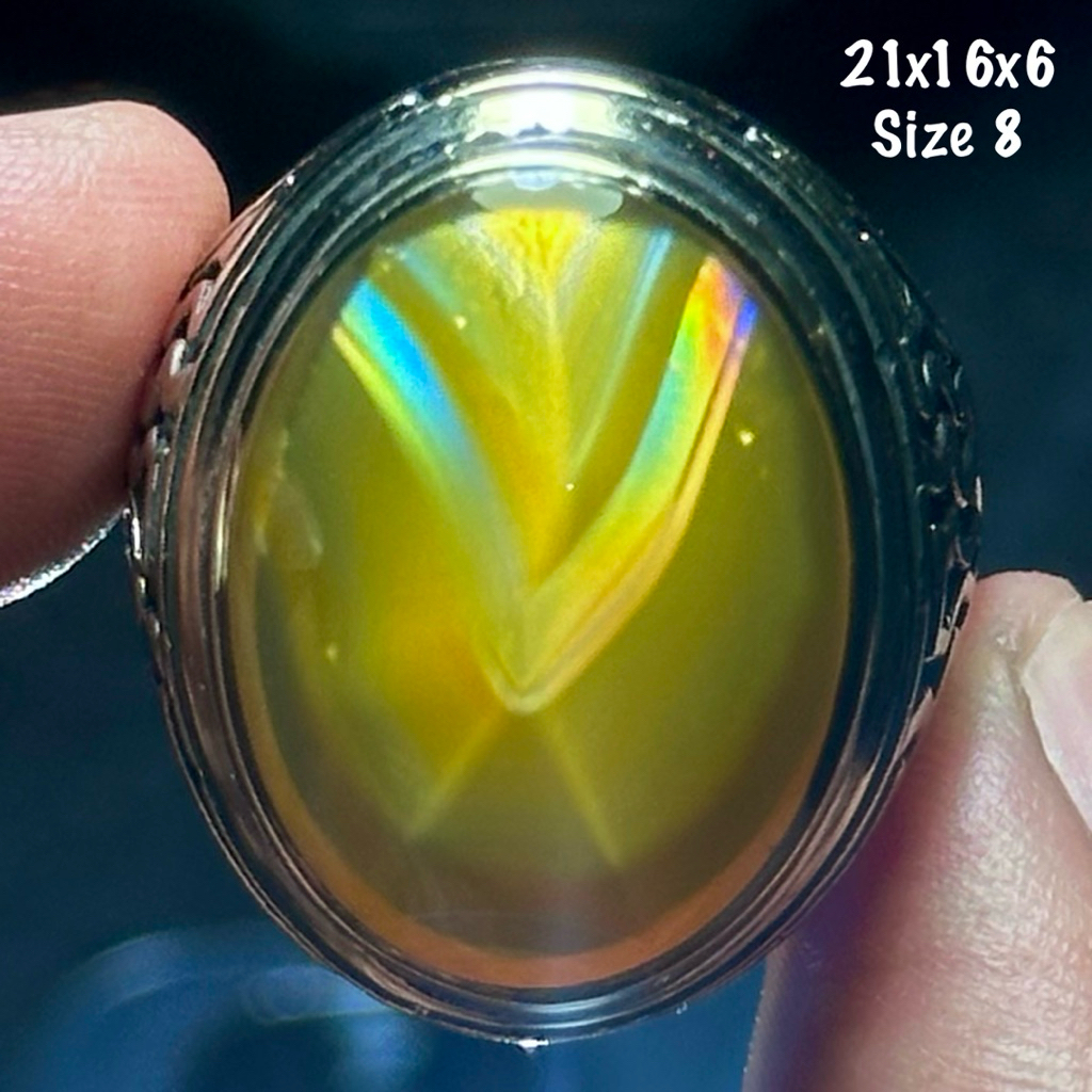 Cincin Batu Akik Natural Iris Junder Pelangi (asli alam)