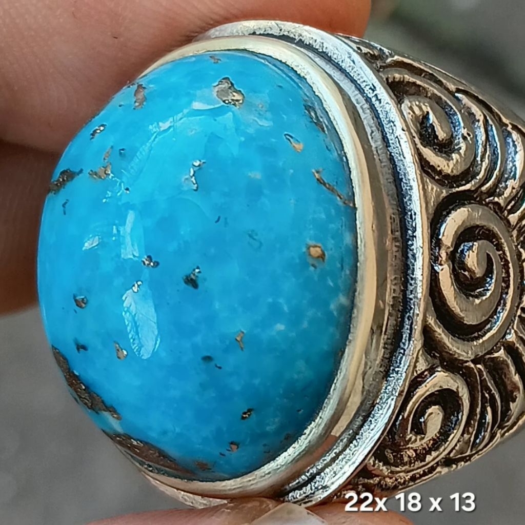 NATURAL BATU PIRUS PERSIA WARNA BIRU PYRITE MUMBUL