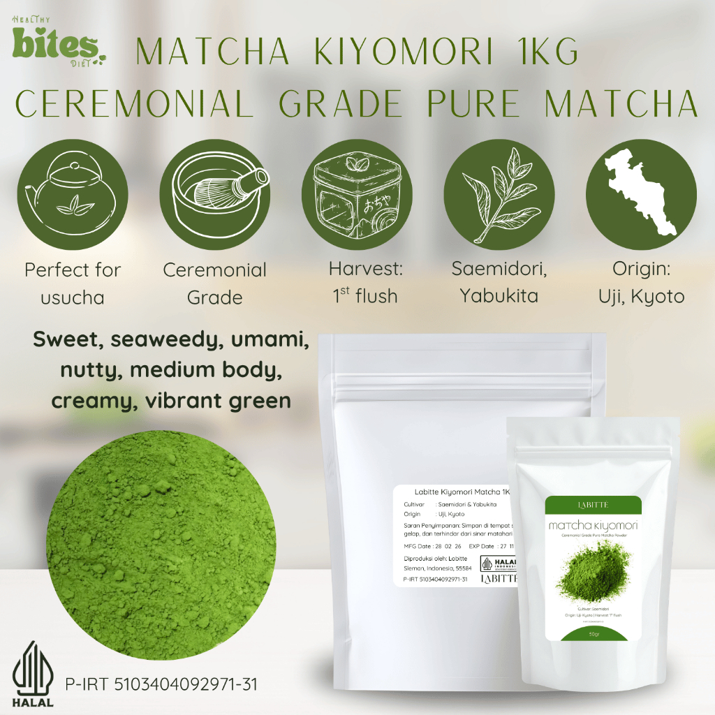 Ceremonial Kiyomori Pure Matcha Powder 1Kg Labitte Ceremonial Matcha Pure Bubuk Matcha Jepang