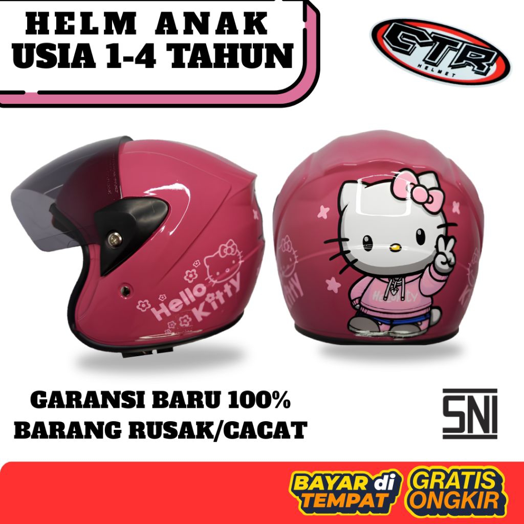 Helm Anak Motor SNI Usia 2 - 6 Tahun Laki Laki Perempuan Termurah