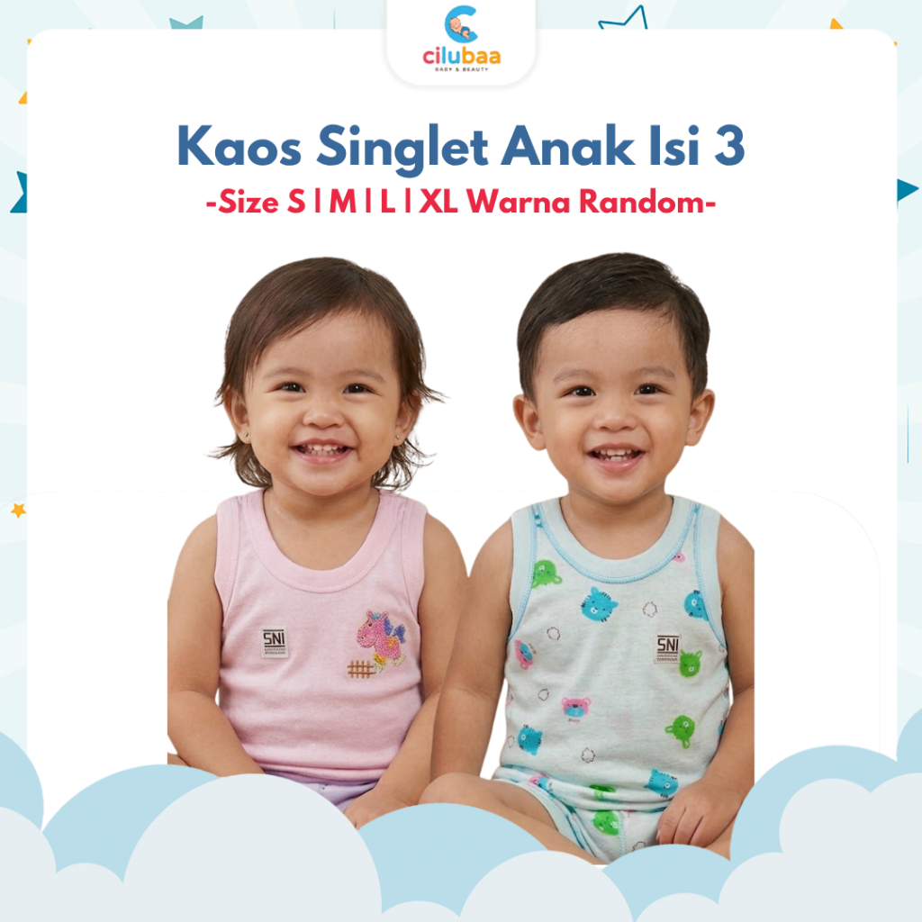 [GST] Singlet Anak Isi 3 Warna Random | Baju Singlet Dalaman Bayi SNI Cewe Cowo Bahan Halus Adem