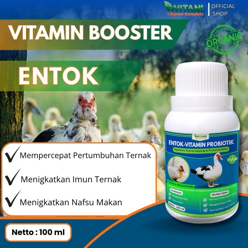 Vitamin Entok Cepat Gemuk 100ml | Vitamin Probiotik Entok | Penggemuk Entok | Penambah Nafsu Makan |