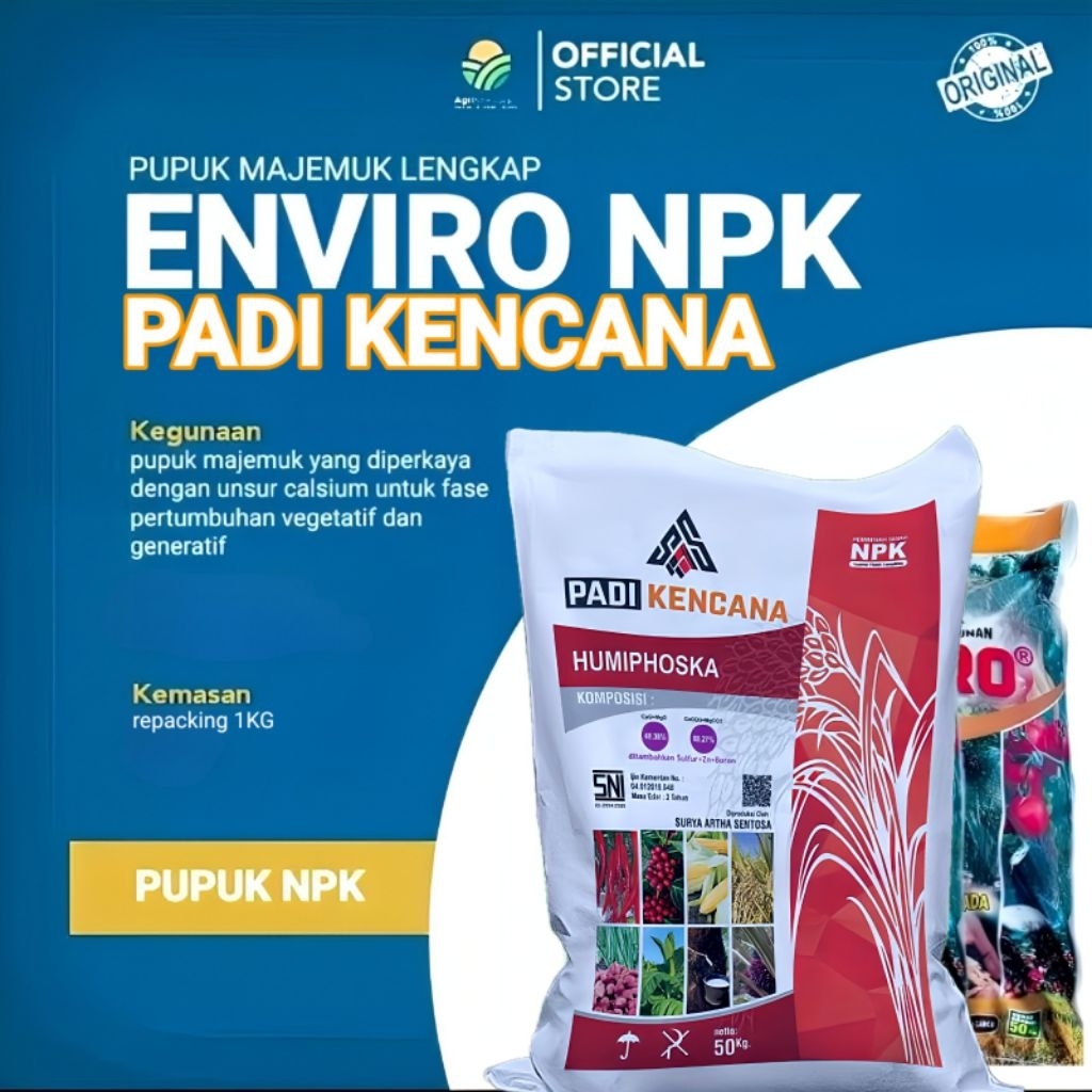 Pupuk ENVIRO / PADI KENCANA NPK REPACKING 1KG pupuk untuk padi