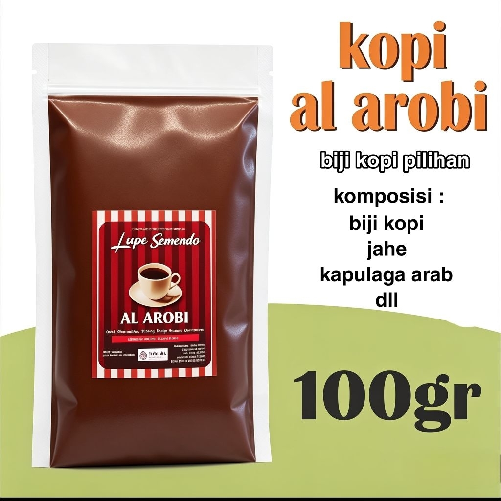 kopi bubuk Al-Arobi jahe kapulaga kopi rempah hangat premium - isi 100 Gr