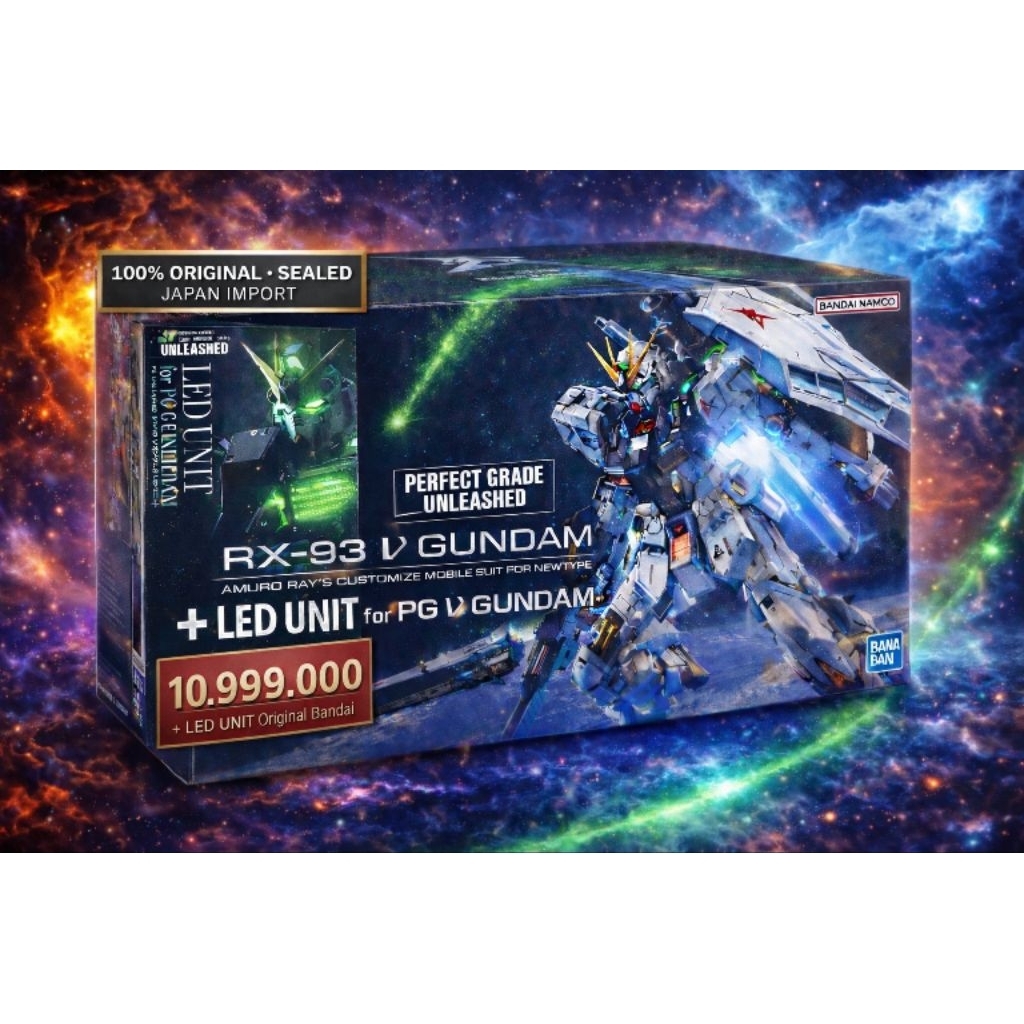 Bandai Perfect Grade Unleashed 1/60 RX-93 v Gundam / Nu Gundam + LED Unit Original
