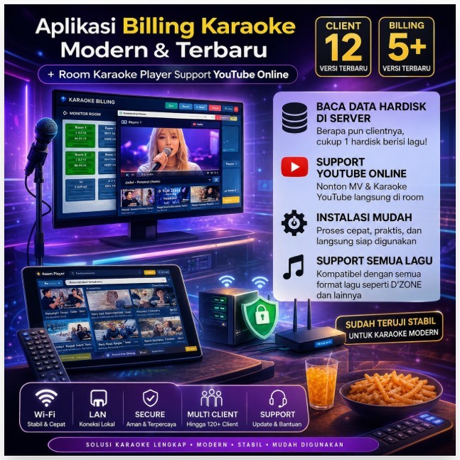 Software Karaoke Billing Profesional Terbaru + Order Makanan dari Room TERBARU v5 PLUS
