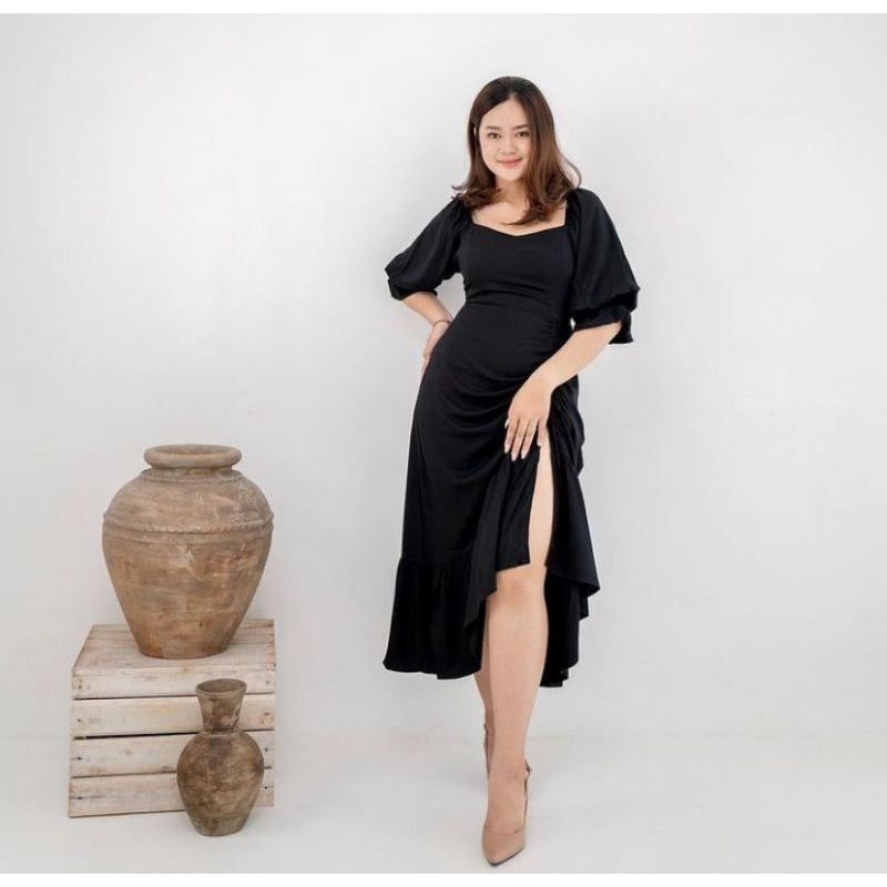 YUCCI dress serut //dress belah//dress bridesmaid//dress kondangan//dress wanita korea style kekinia