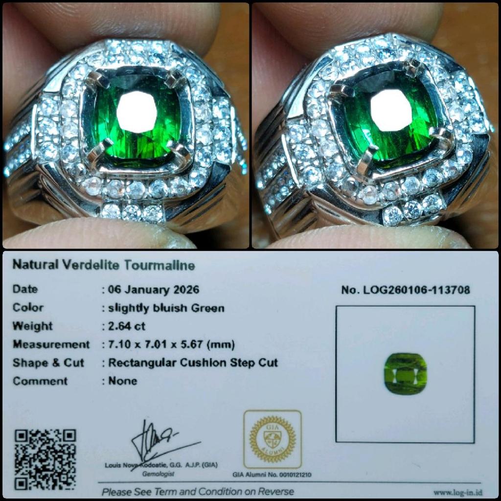 Natural Verdelite Tourmaline Crystal Good Color Rare Gems Batu Permata Hijau Asli