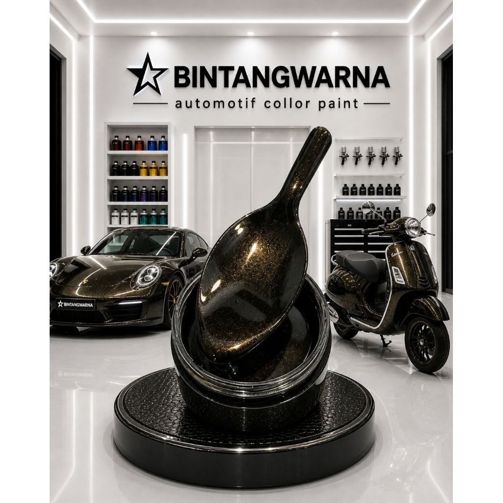 cat warna hitam lembayung gold jenis pu cat motor cat mobil cat custom cat automotive cat automotif
