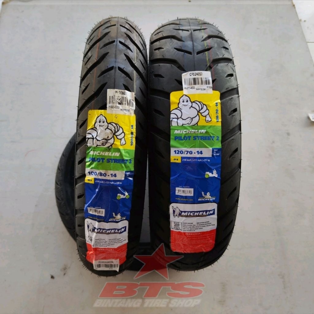 Ban Michelin 100/80-14 & 120/70-14 Pilot Street 2 TL Medium Compound TUBLES