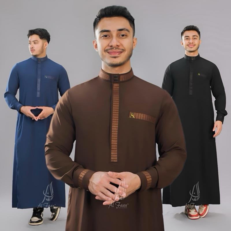 Jubah Pria Gamis Slimfit ALBASIL Jubbah Gamis pria bordir Mewah Model Terbaru Al faan jubah jubah me