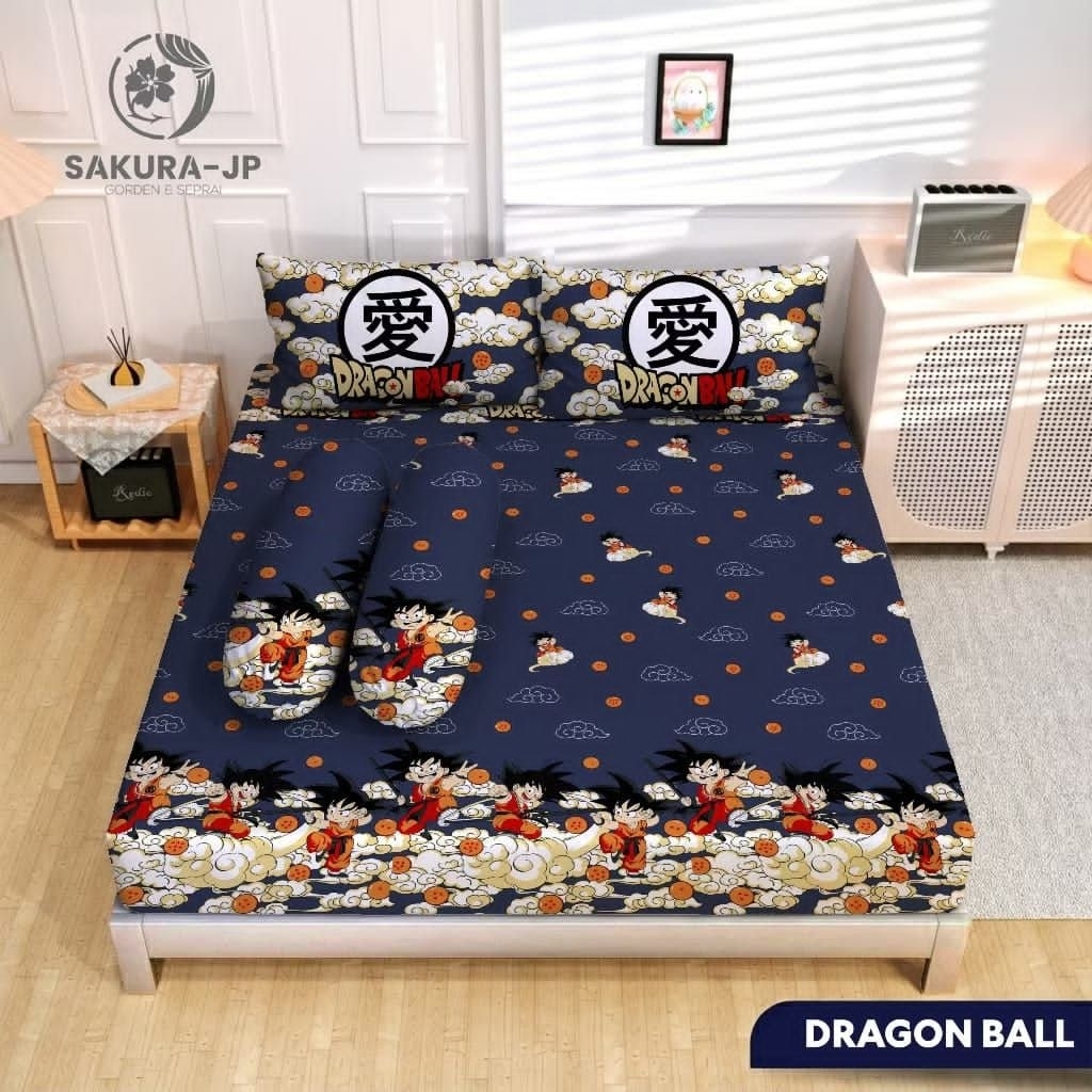 SPREI KARET KATUN PREMIUM 90/100/120/140/160/180/200 motif Dragon ball terbaru anime jepang manga ja