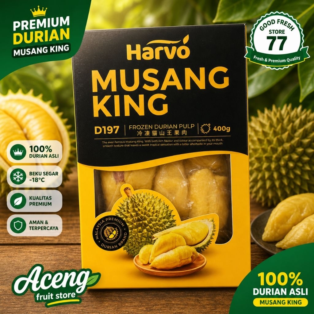 Harvo Durian Musang King D197 Premium durian pulp musang king Malaysia 400 gram