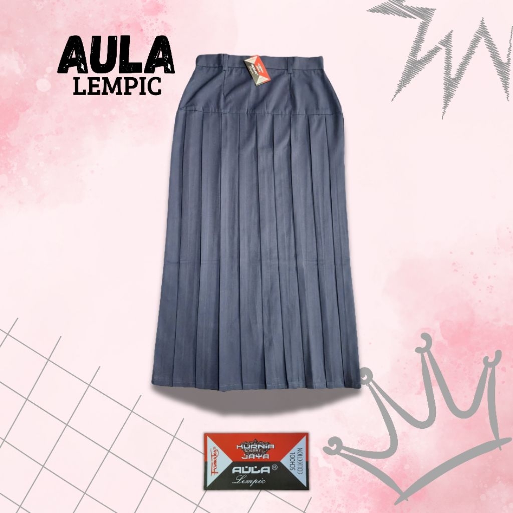 Rok Seragam SMA Rempel Bawah Pinggang Hitam Abu dengan Bahan Famatex Premium