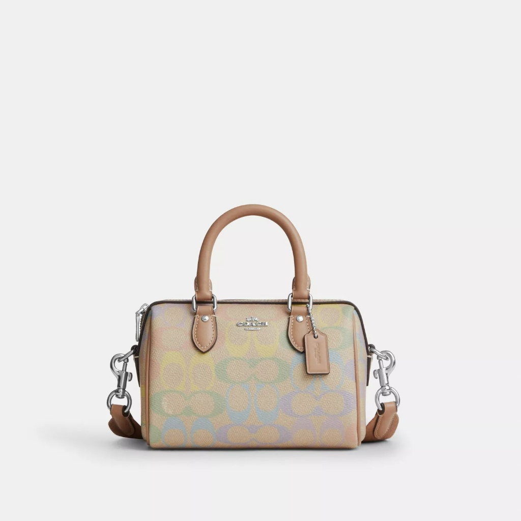 Coach Mini Rowan Crossbody Bag In Rainbow Signature Canvas - Tas Selempang Wanita