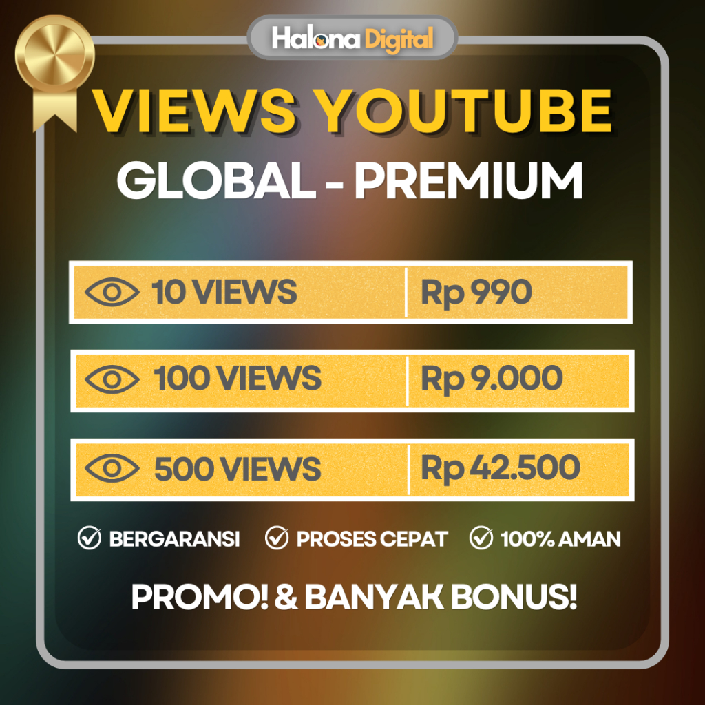 VIEW YOUTUBE REAL AKTIF -  VIEWERS YOUTUBE PERMANEN NON DROP - PREMIUM